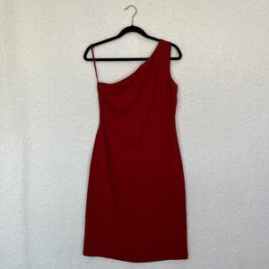 Lauren Ralph Lauren Women's One Shoulder Dress Holiday Cocktail Size 8 Red